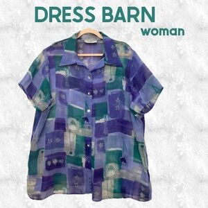 DRESS BARN woman High-Low Sheer Blouse 26" p2p 29" length